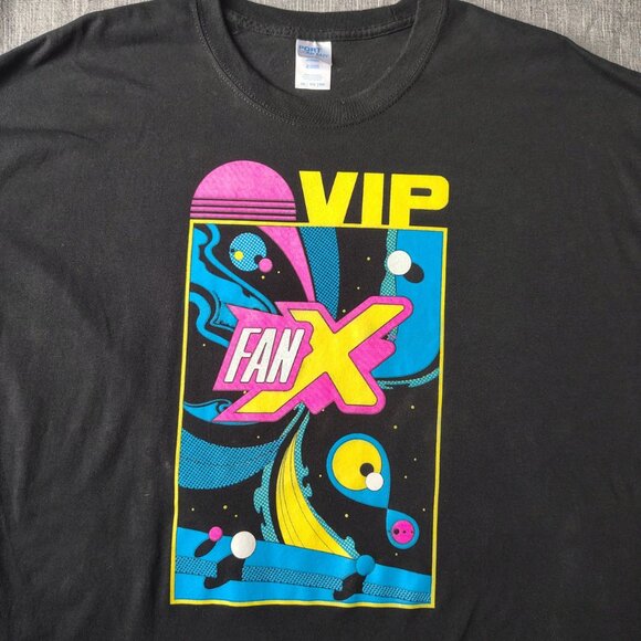 Comic Con Shirt Size XL Black VIP FanX Cotton Neon Graphic Salt Lake City - Picture 7 of 7